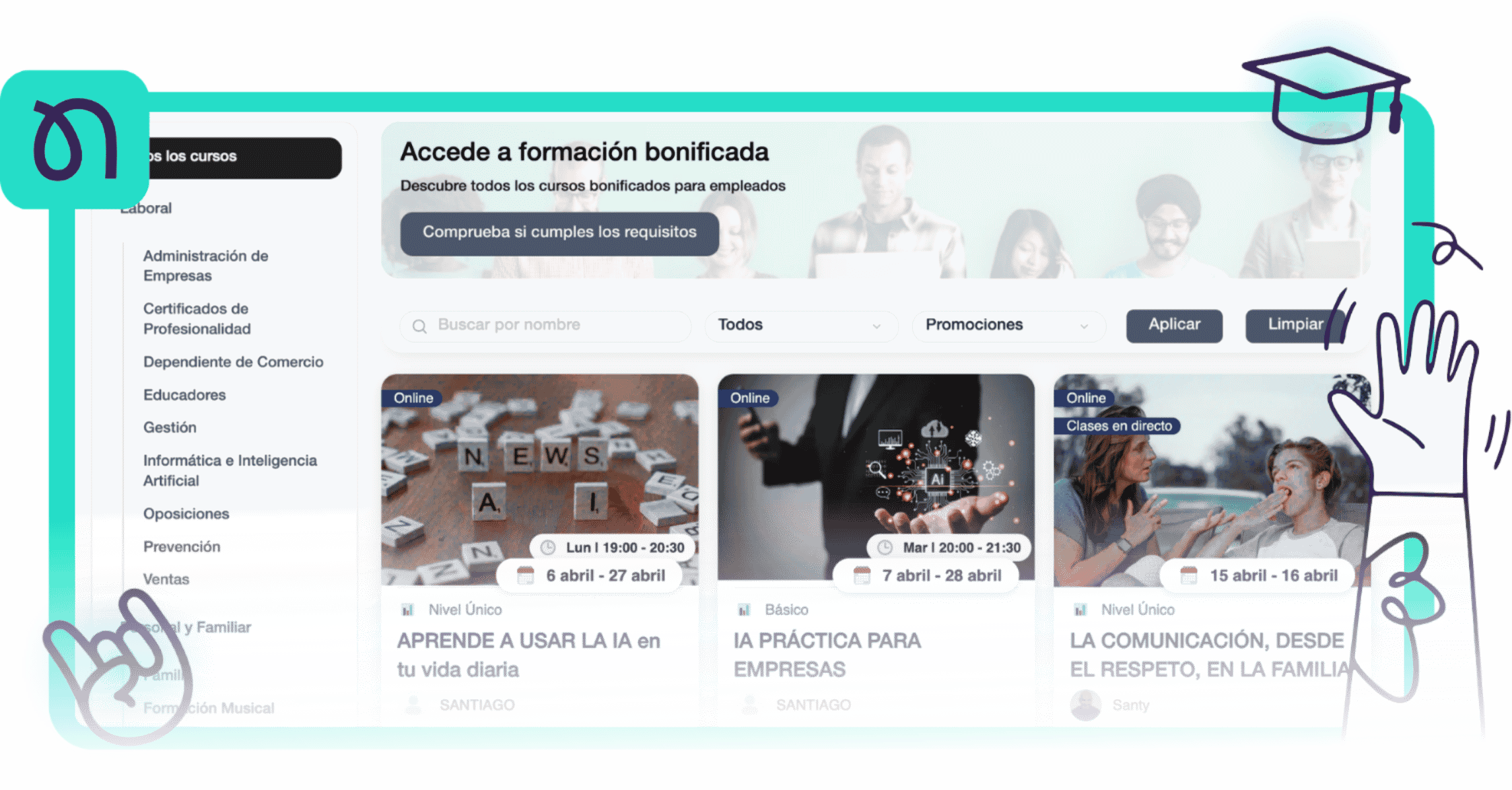 plataformas de academia online elearninf y fundae